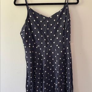 Navy Polkadot Midi Dress